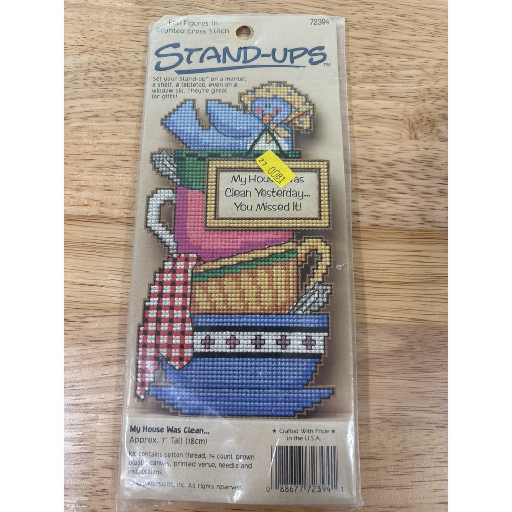 Vtg 1996 Demensions Counted Cross Stitch STAND-UPS My House Was Clean Yesterday